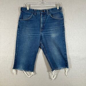 Vintage Plain Pockets Jeans Shorts Mens 30 Denim Cut Off  Blue Medium Wash Jorts